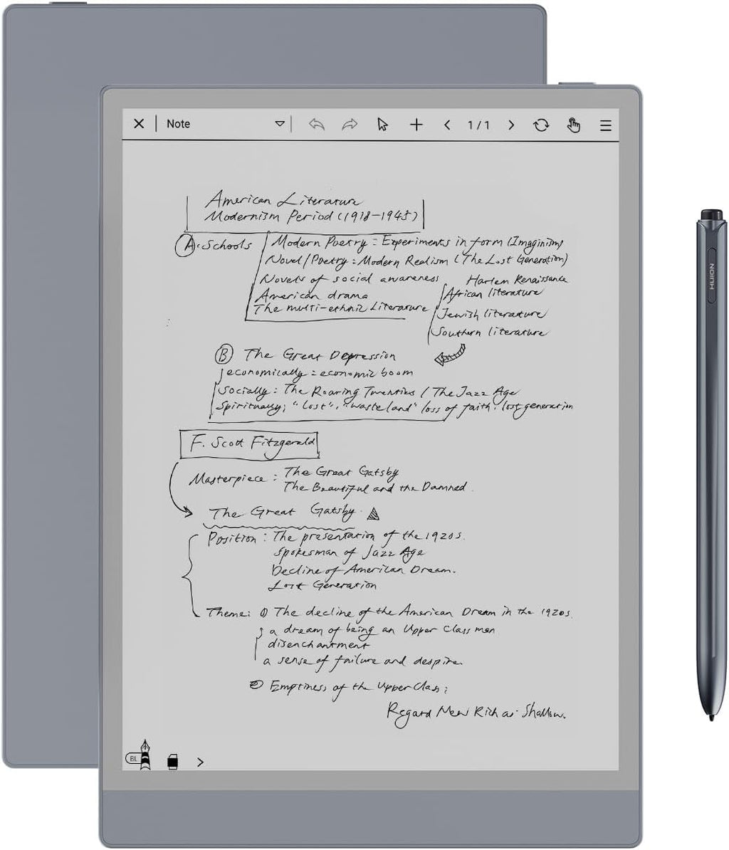 Huion Ink EB1011 E Ink Tablet 10.3' Digital Notebook with Dual Front Light Full- Laminated Anti-Glare Glass Battery-Free Pen 8192 Pressure Handwritten-to-Text for Reading, Writing & Note-Taking