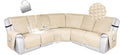 HDCAXKJ 100% Waterproof Reclining Sectional Couch Covers L Shape Recliner Sofa Cover Washable Quilted Soft Pet Corner Recliner Slipcovers with Pockets (XXL 5 Seat and 1 Middle Console, Light Beige)