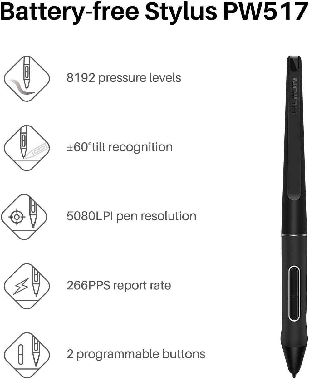 HUION KAMVAS 22 Drawing Tablet with Screen 120% sRGB PW517 Battery-Free Stylus Adjustable Stand, 21.5inch Pen Display for Windows PC, Mac, Android