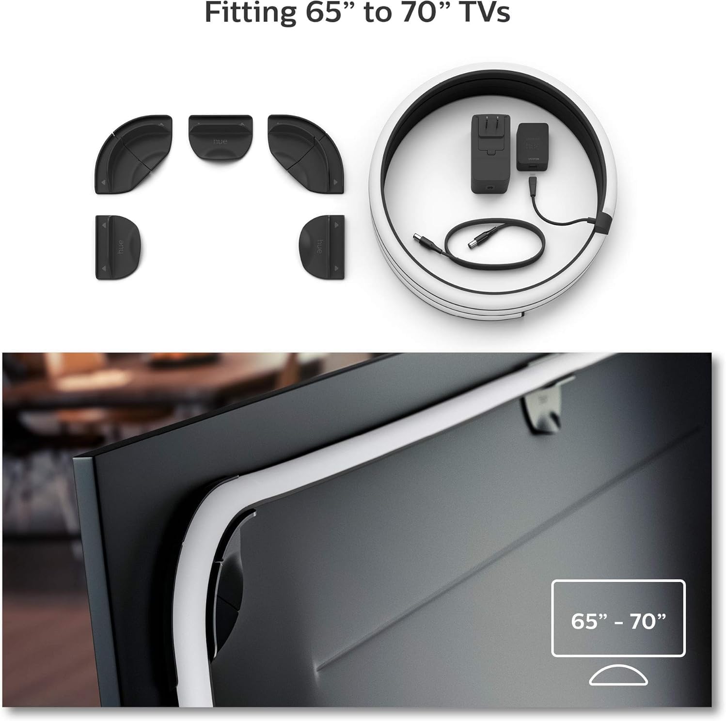 Philips Hue Gradient LED LightStrip (Sync with TV, Music and Gaming), Hue Hub & Hue Sync Box Required (65Inch) (Renewed)