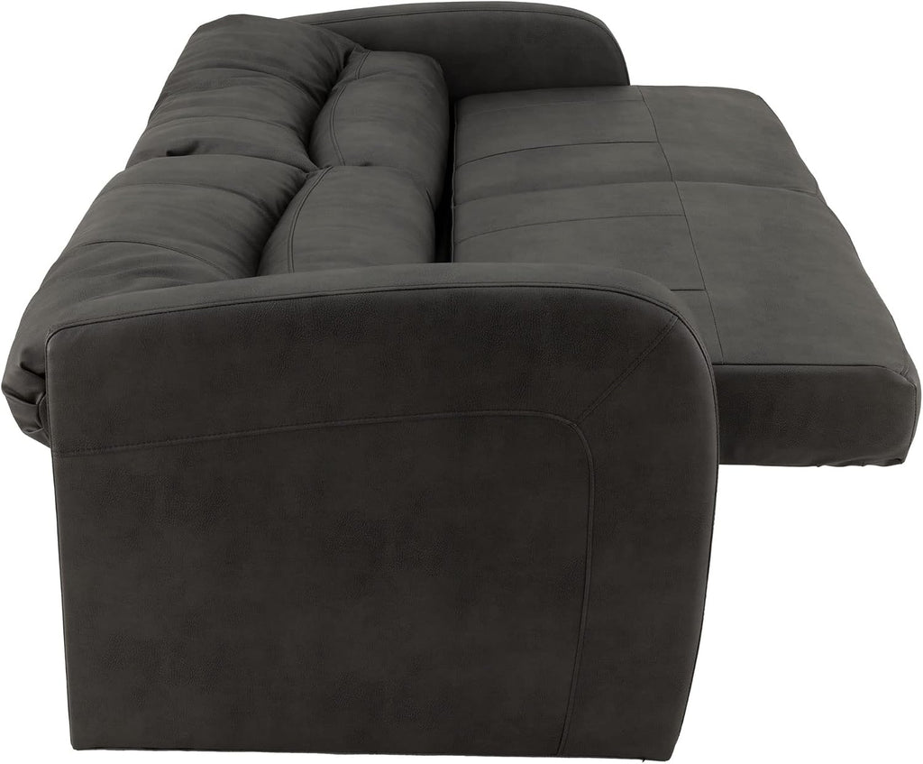 RecPro Charles 65' Jack Knife RV Sleeper Sofa with Arms | RV Furniture | Zero Wall Hugger (Gunmetal)