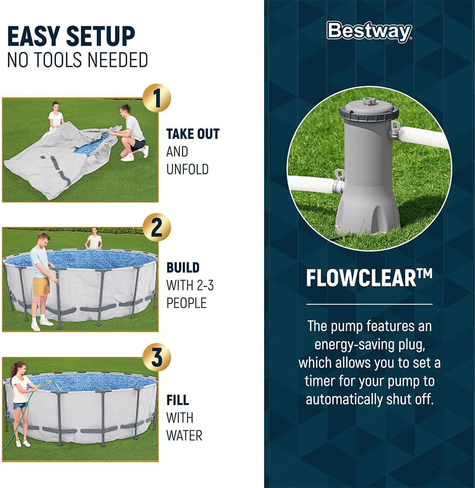 Bestway 2 Pack Steel Pro MAX Above Ground Pool Set, 14 Foot x 48 Inch Round Metal Frame, Outdoor Swimming Pool with 1,000 Filter Pump, Ladder, Cover
