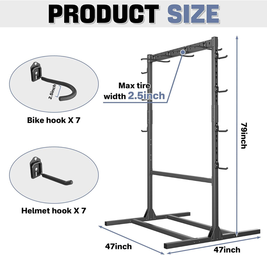 WALMANN Freestanding Bike Stand for Garage, 6/7 Bikes Vertical Bike Storage Stand Heavy Duty Bike Floor Stand
