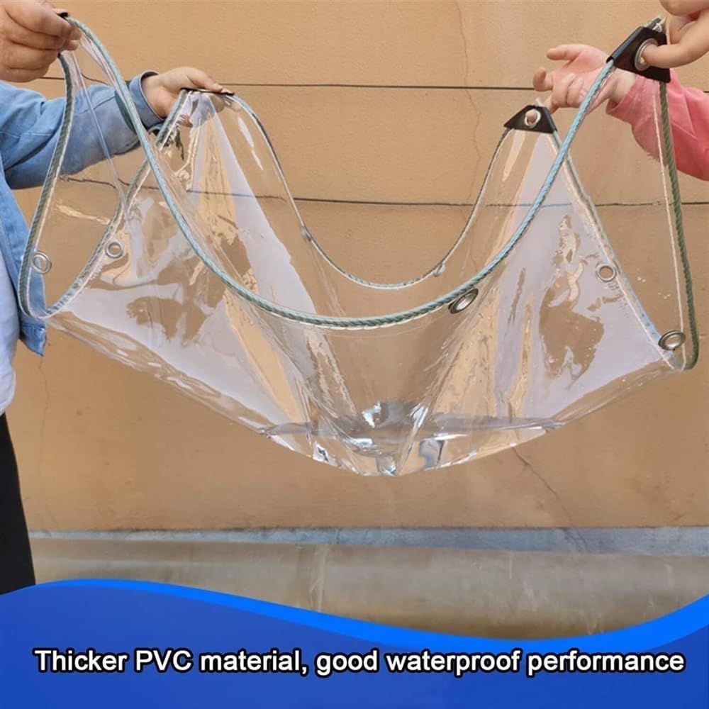 Zanotva 14 Mil Transparent Tarp Heavy Duty Waterproof with Grommets Tarpaulin, Outdoor Clear Panel Curtain for Patios, Porch,Gazebos (Size : 20x9ft(6.0x2.7m))