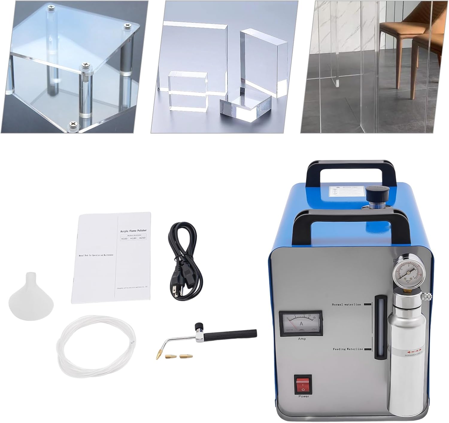95L 400W Oxygen Hydrogen Water Welder Flame Generator, H180 Acrylic Flame Gas Flame Generator