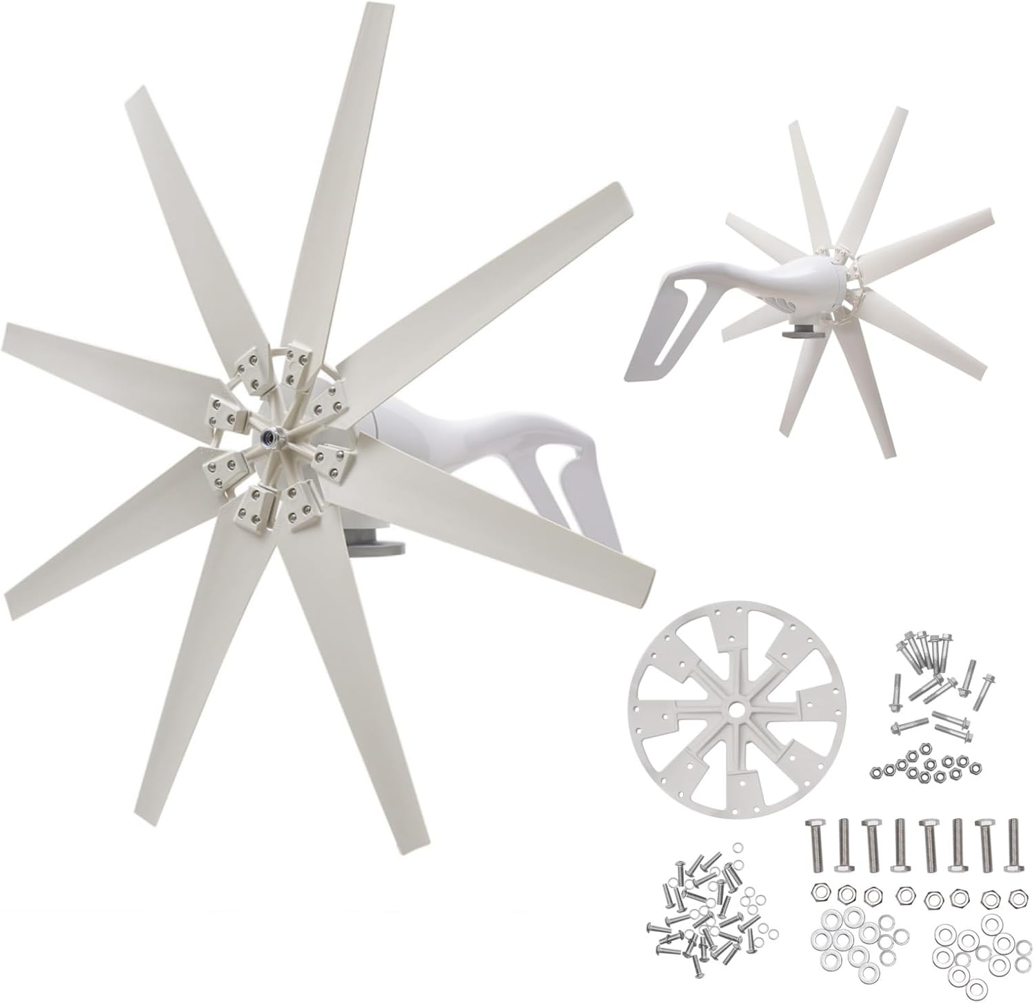 Wind Turbine Generator, 600W Charge Controller Wind Generator Kit 12V Wind Turbine Machine 8 Blade Wind Power Generator Wind Power Tool for Boats Homes RVs Cabins Hybrid Solar Wind System