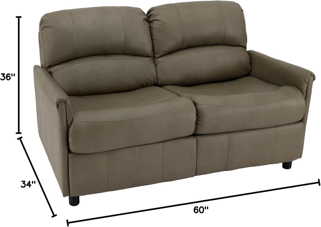 RecPro Charles Collection 60' RV Hide A Bed Loveseat | Memory Foam Mattress | Putty Faux Leather