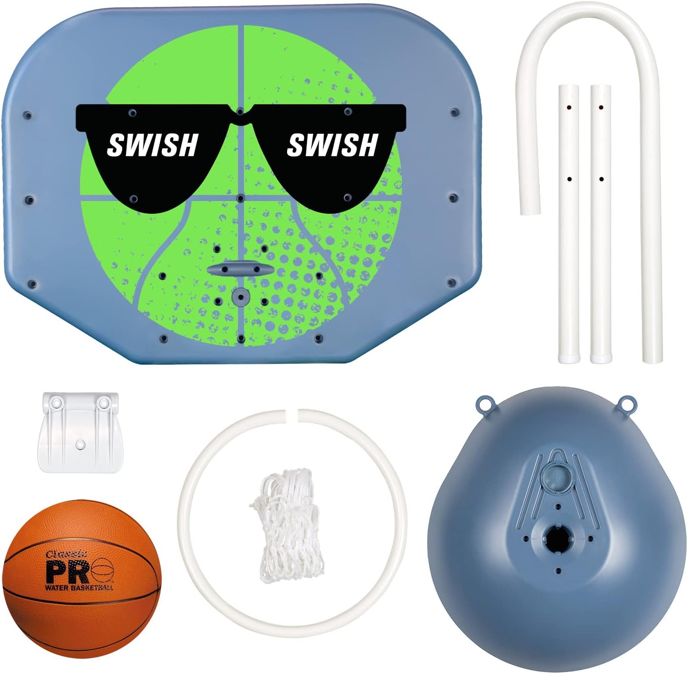 Poolmaster Swish, Swish Pro Rebounder Poolside Basketball Hoop Set for Swimming Pool Games and Great Outdoor Gift for Teenagers, Men and Pool Parties, Green