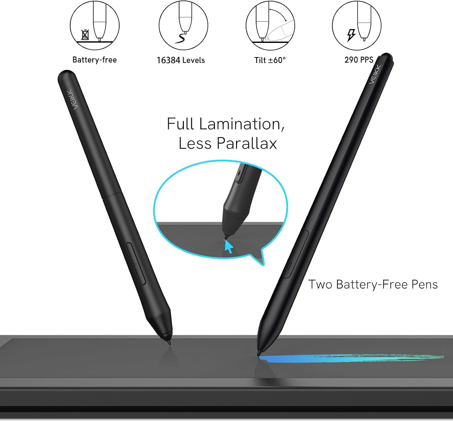 VEIKK Drawing Tablet with Screen 15.6 inch Studio 16 Graphics Tablet with Full-Laminated AG Glass Screen,16K Levels Battery-Free Pen,Digital Drawing Pad for Computer (125% sRGB)