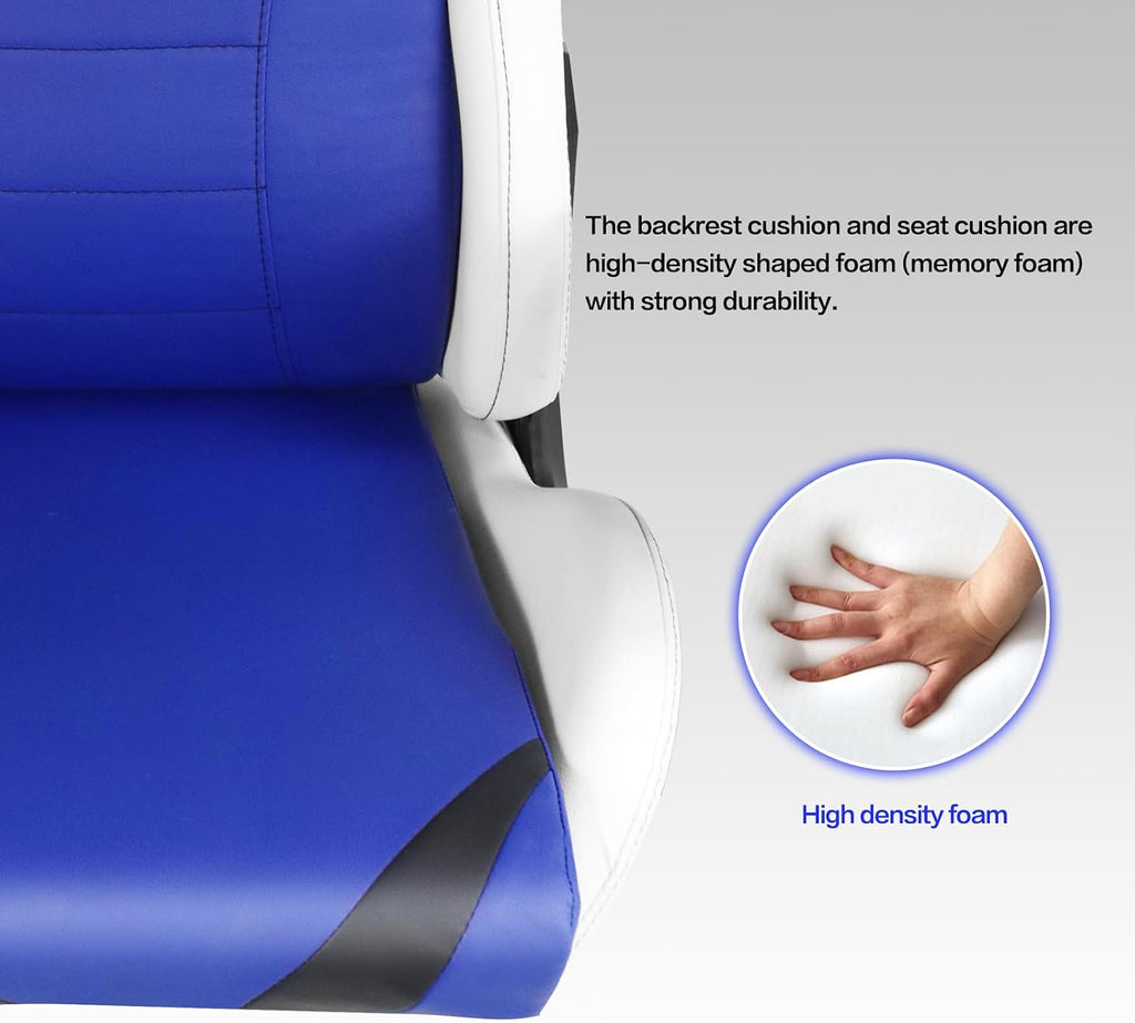 Modern-Depo Ergonomic Gaming Chairs for Adults with High-Density Memory Foam | Swivel Comfortable Office Chair, Big and Tall Video Game Chair, High Back Computer Chair for Home, Office, Blue White