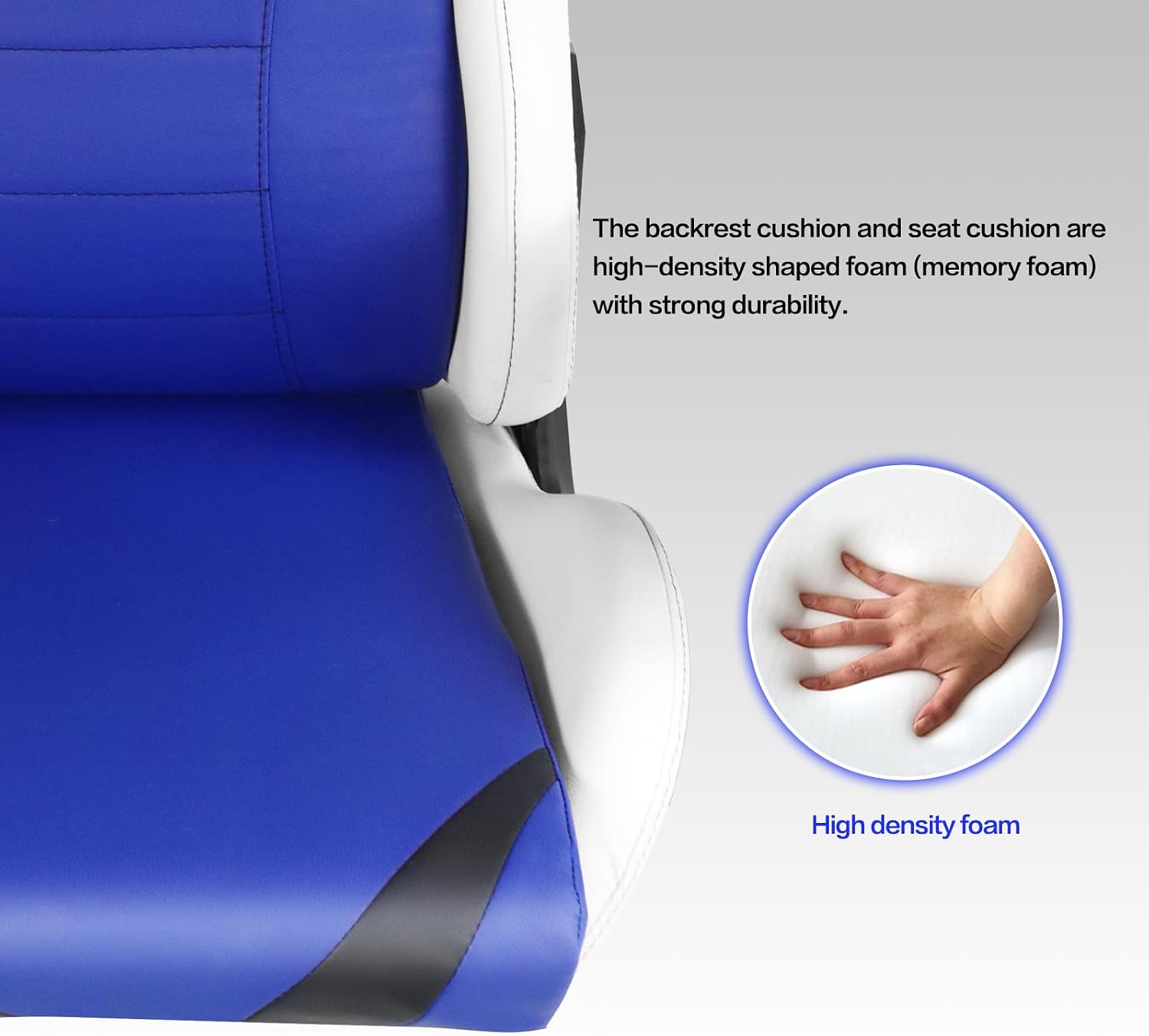 Modern-Depo Ergonomic Gaming Chairs for Adults with High-Density Memory Foam | Swivel Comfortable Office Chair, Big and Tall Video Game Chair, High Back Computer Chair for Home, Office, Blue White