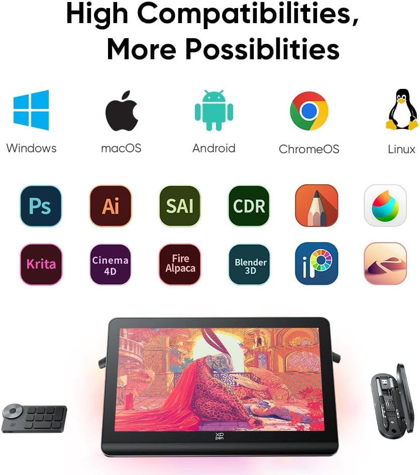 XPPen 4K UHD Artist Pro 19 Gen2 Drawing Tablet with Screen, 156% sRGB Graphic Tablet with 1.07 Billion Colors Anti-Glare Drawing Monitor with Dual 16384 Pen Pressure Stylus, Mini Keydial, 18.4'