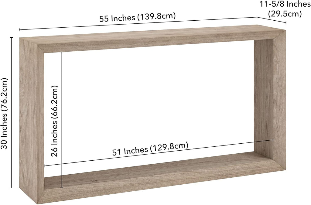 Henn&Hart 55' Wooden Rectangular Console Table Entryway Table, Sofa Table with Wooden Shelf for Entryway, Living Room, Couch, Hallway, or Office, Weathered Gray