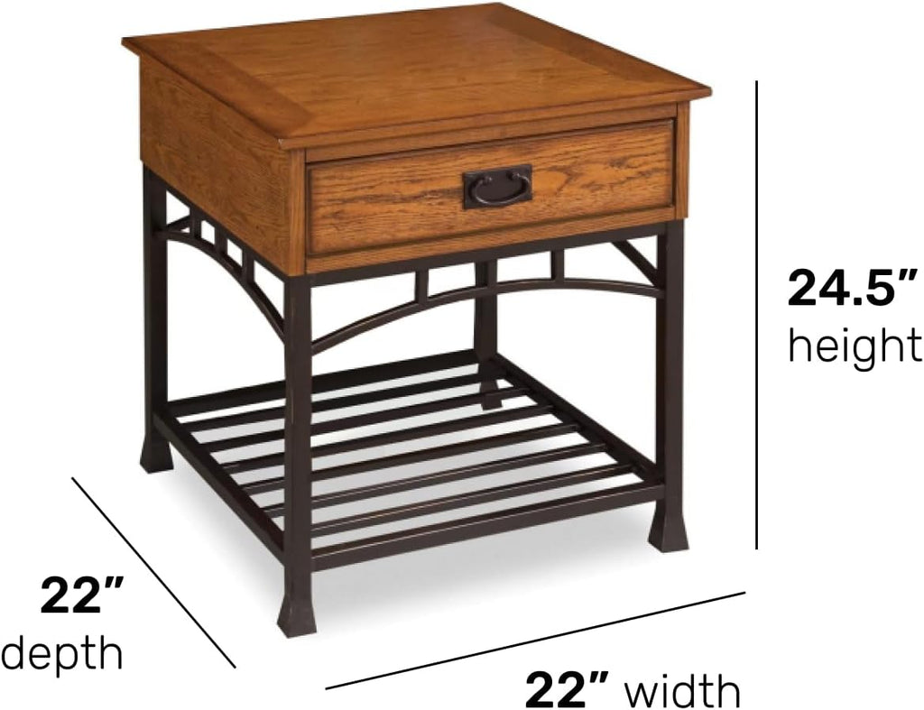 Homestyles Modern Craftsman Distressed Oak End Table