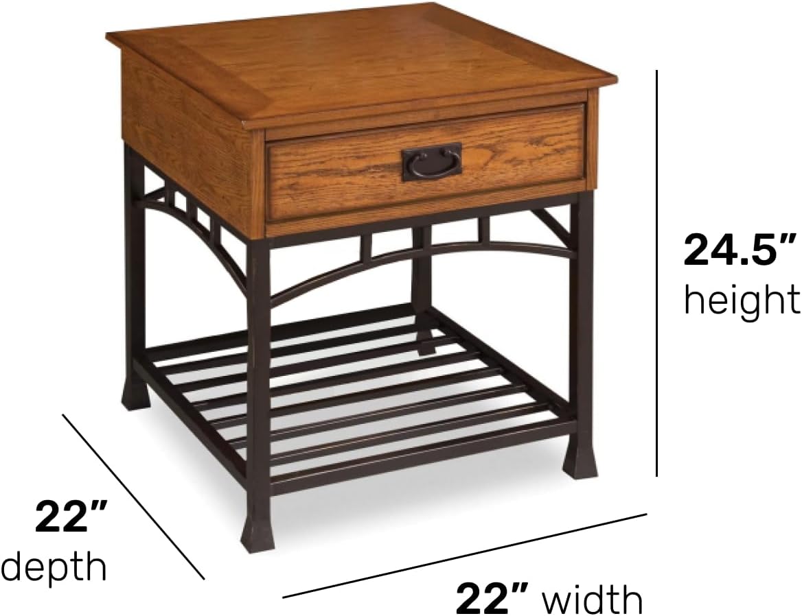 Homestyles Modern Craftsman Distressed Oak End Table