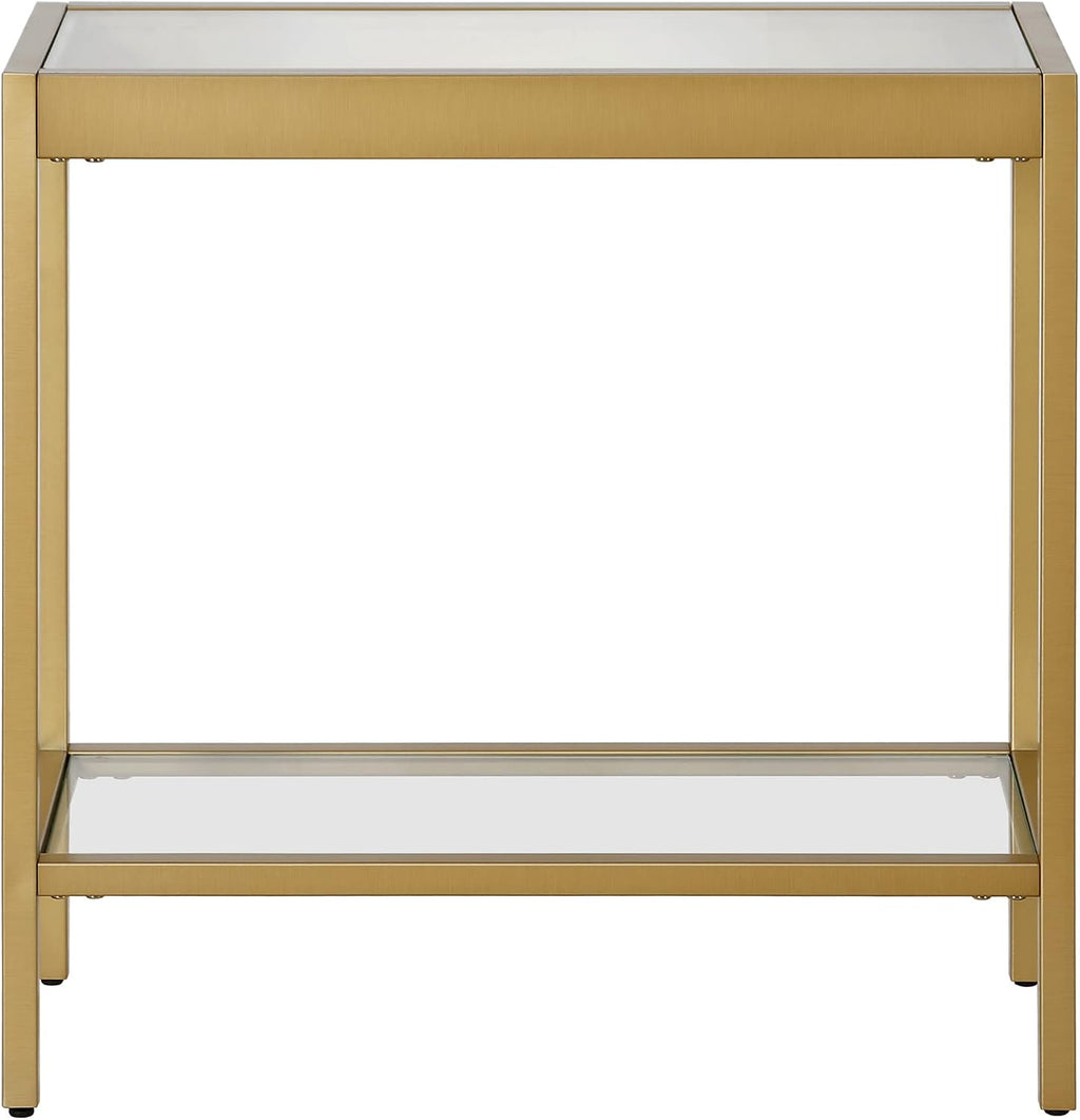 Henn&Hart 24' Wide Rectangular Rectangular Side Table in Brass, Table for Living Room, Bedroom