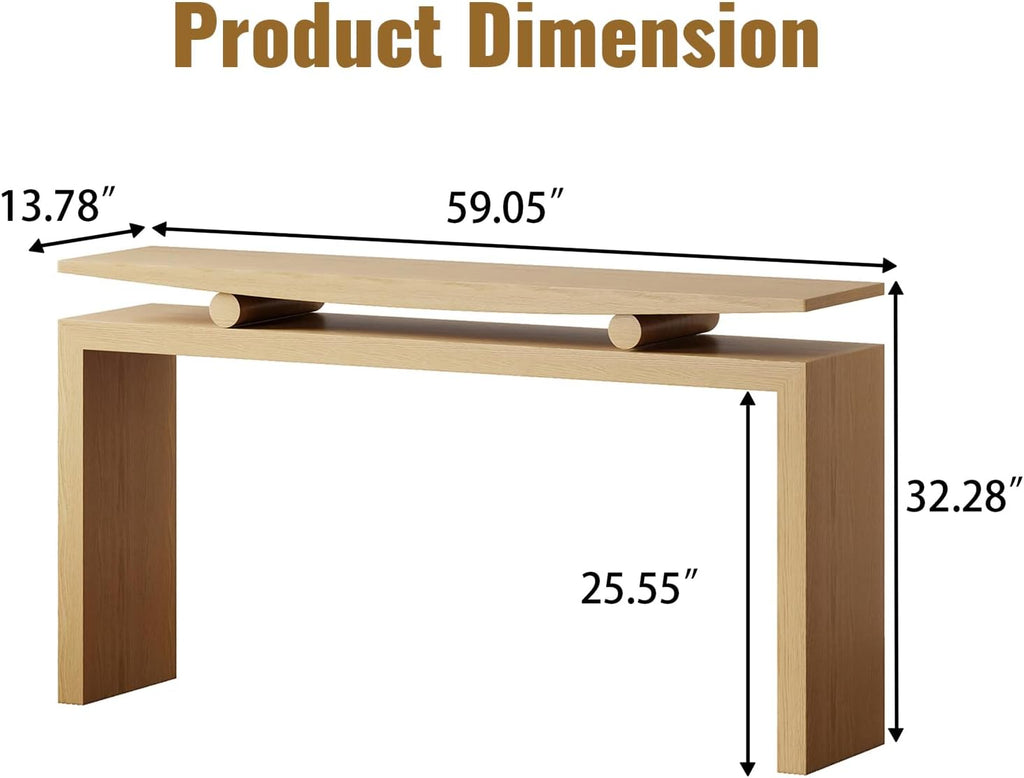 LKTART Farmhouse Console Table Hallway Table for Entryway Solid Wood Sofa Table Behind Couch Narrow Long Entry Table for Living Room Entrance Foyer Natural