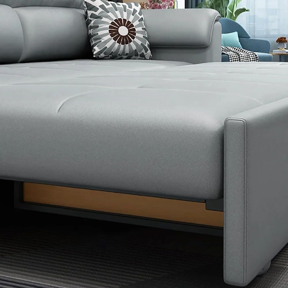 homary 74' Queen Sleeper Sofa Bed – 2-Seater Convertible Couch with Pull-Out Bed with Storage Drawers & Side Pockets, for Apartment Living Room (Light Gray)