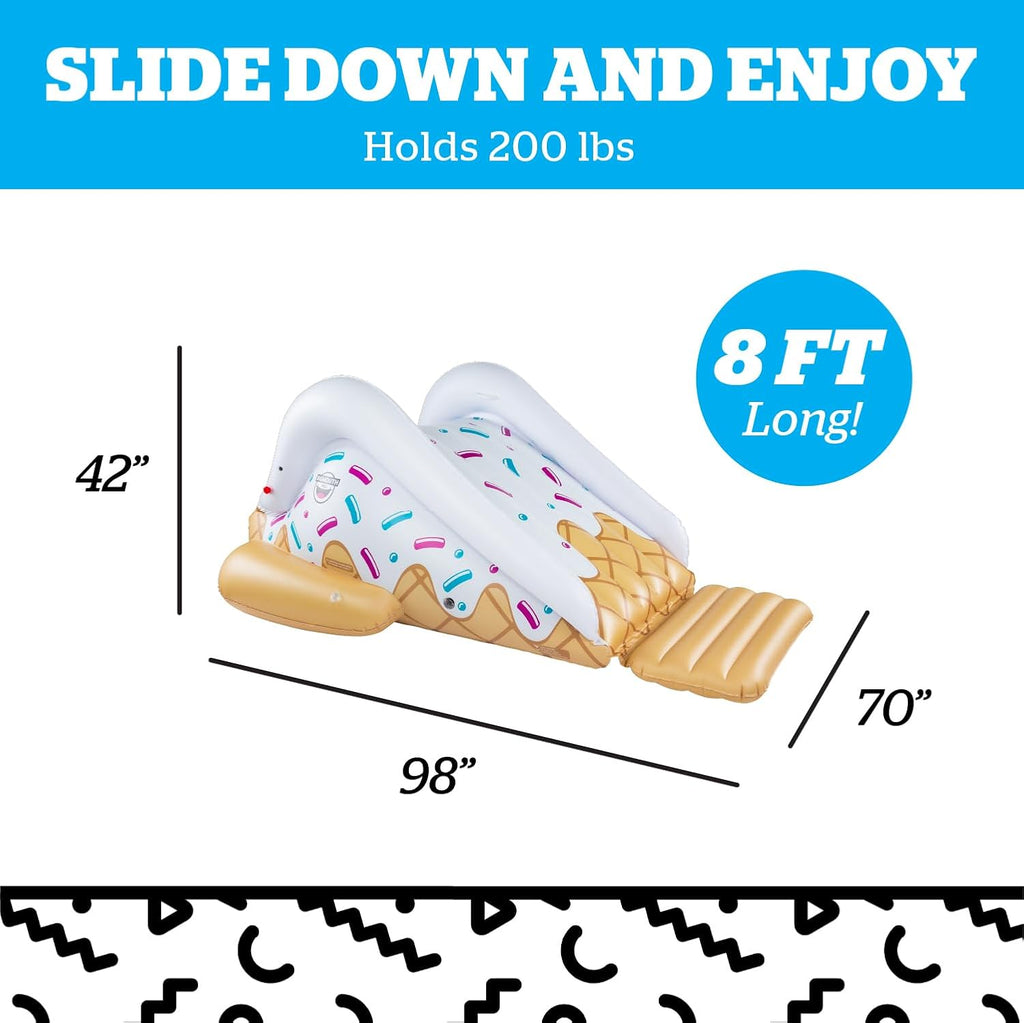 BigMouth Inc. Ice Cream Inflatable Pool Slide, Blow Up Water Slide for Kids, Fun Swimming Pool Toy, Holds 200 Pounds
