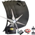800W Wind Solar Hybrid System for Mobile Home:400W Wind Turbine Generator/4pcs 100W etfe Flexible Solar Panels Monocrystalline/40A Charge Controller/Cable/Connector