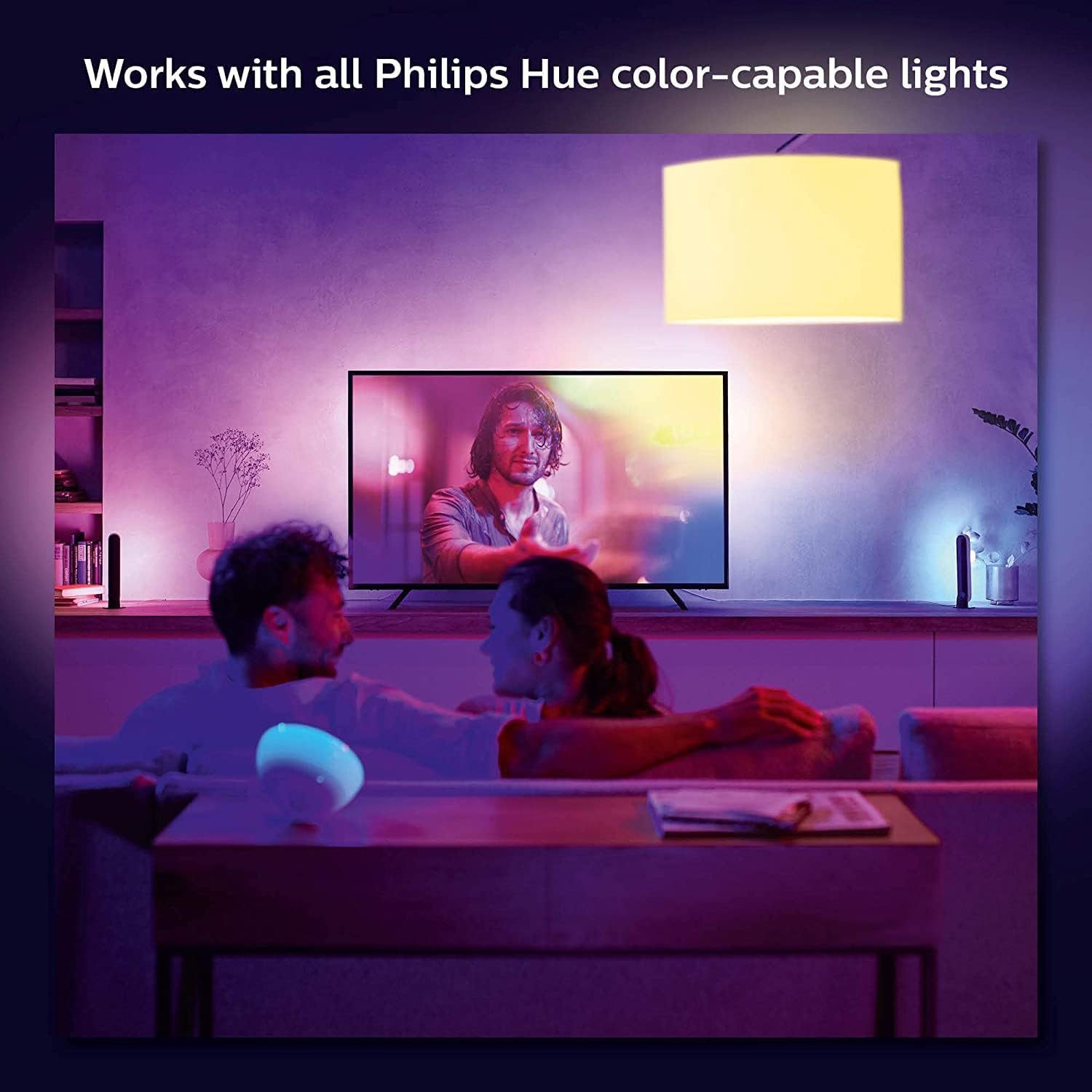 Philips Hue Gradient LED LightStrip 55in (Sync with TV, Music and Gaming), Hue Hub & Hue Sync Box Required (Renewed)
