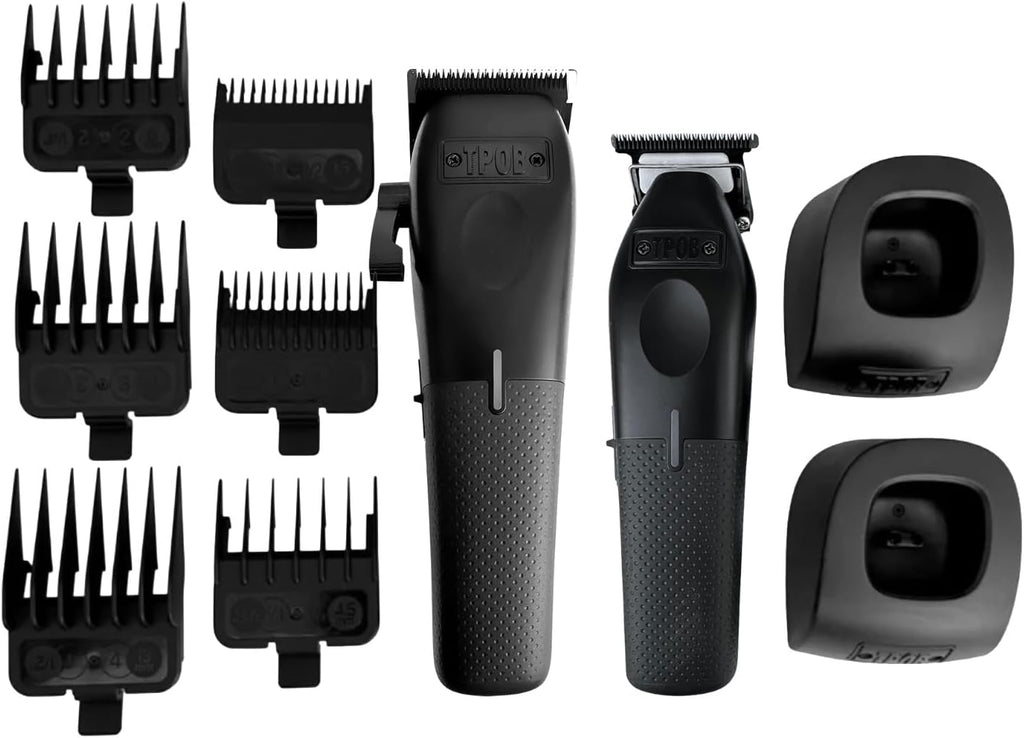 TPOB Play Barber Hair Clipper and Trimmer for Men 7500 RPM with Rubber Grips (Blackout 2 Set)