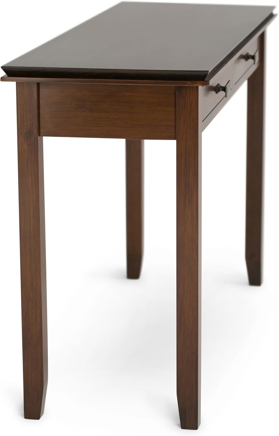 SIMPLIHOME Artisan Console Table - 46 Inch Wide Solid Wood Sofa Table in Russet Brown, Transitional Storage Table for Entryway or Living Room with 2 Drawers and Clean Angle-Edged Top