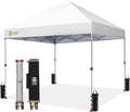 CROWN SHADES 8x8 Pop Up Canopy - Beach Tent with One Push Setup - Easy Outdoor Sun Shade for Events, Parties, Camping - Gazebo with STO-N-Go Cover Bag, Silver Coated Top, White