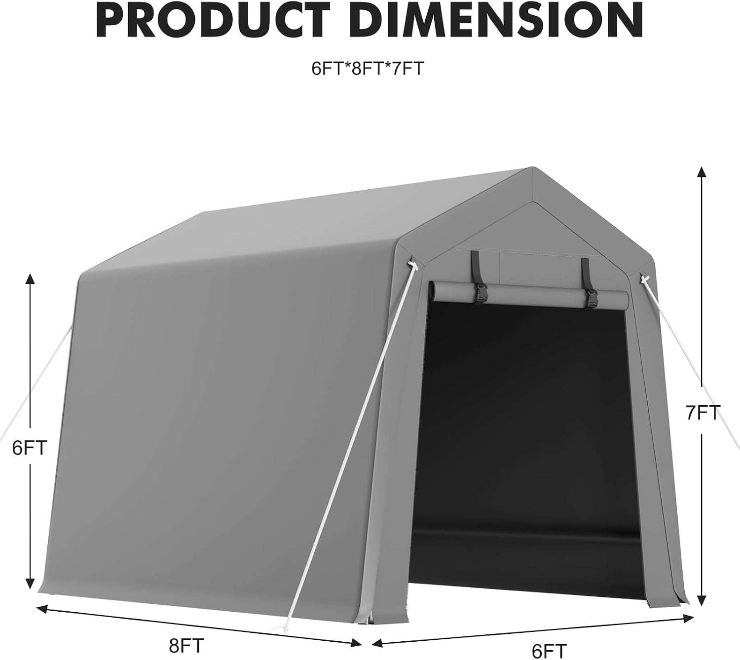 Outdoor Storage Shed 6x8 ft, Heavy Duty Portable Garage Carport Tent for Bike, ATV & Motorcycle, Waterproof Garden Storage Shelter with Mesh Window, Metal Frame Outdoor Shed Cover