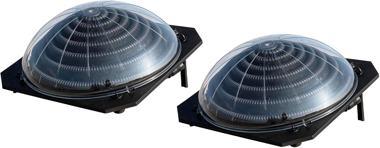 VINGLI Solar Pool Heater Above Ground Domed Solar Powered Swimming Pool Heater Contour Pool Heating Coil (2 Packs), Black