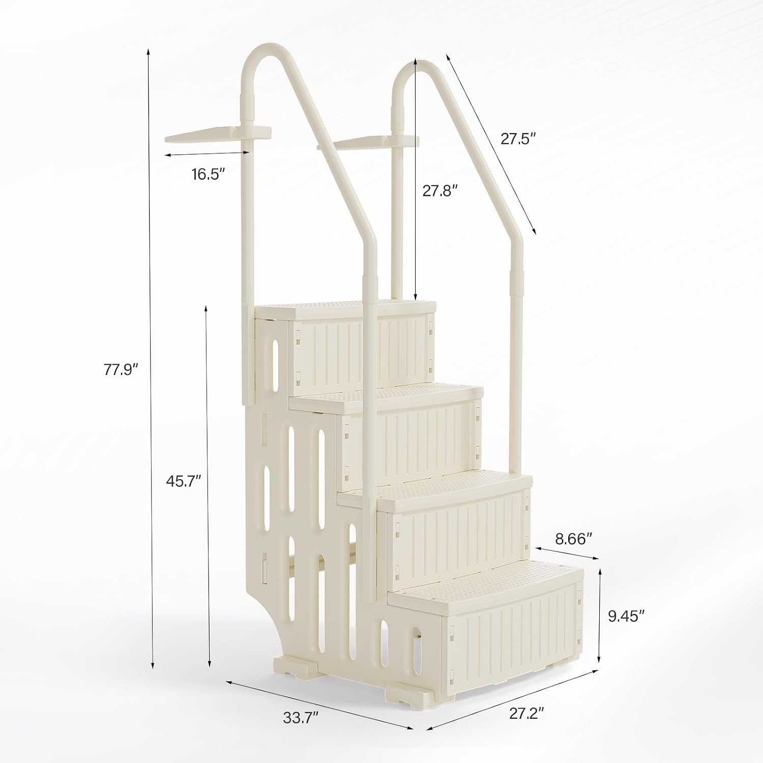 VINGLI Pool Ladder Heavy-Duty Safety Step for Above Ground Pools Stair Entry System with Handrails, Beige (Full Beige, 4 Steps)