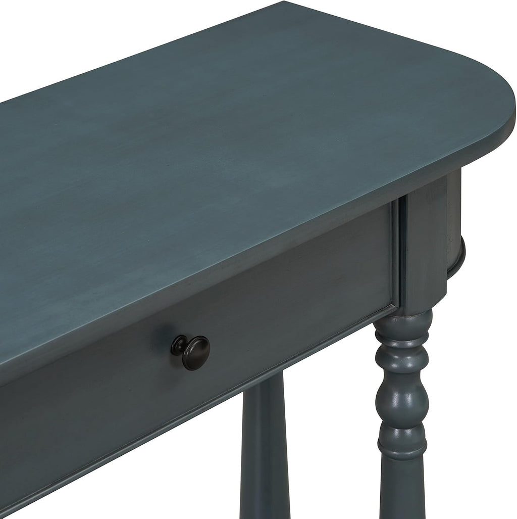 Small Curved Console Table 36-Inch Retro Farmhouse Entryway Sofa Table with Drawer & Storage Shelf for Entry Hallway Foyer Living Room Furniture, Solid Wood Legs, Space-Saving, Navy