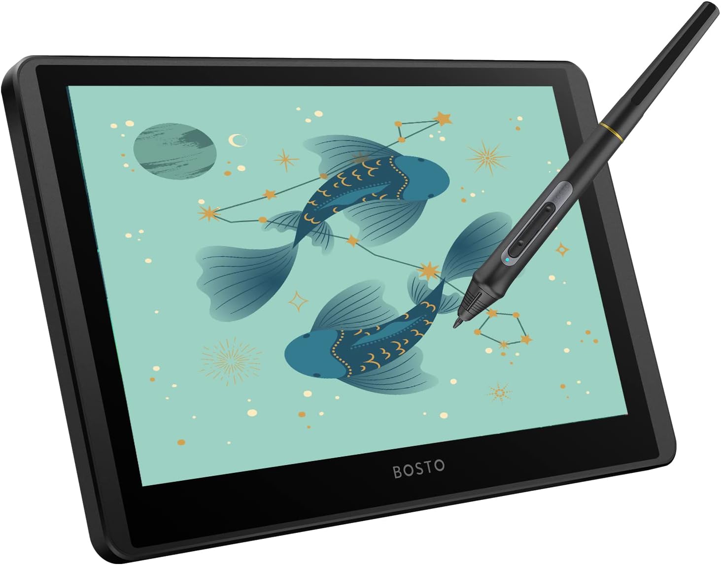 Mingzhe Drawing Tablet, 12HD-A H-IPS LCD Graphics Drawing Tablet Monitor 11.6 Inch Size 1366x768 Display 8192 Pressure Level with Interactive Stylus Pen and Tilt Function, USB-Powered Low Consumption