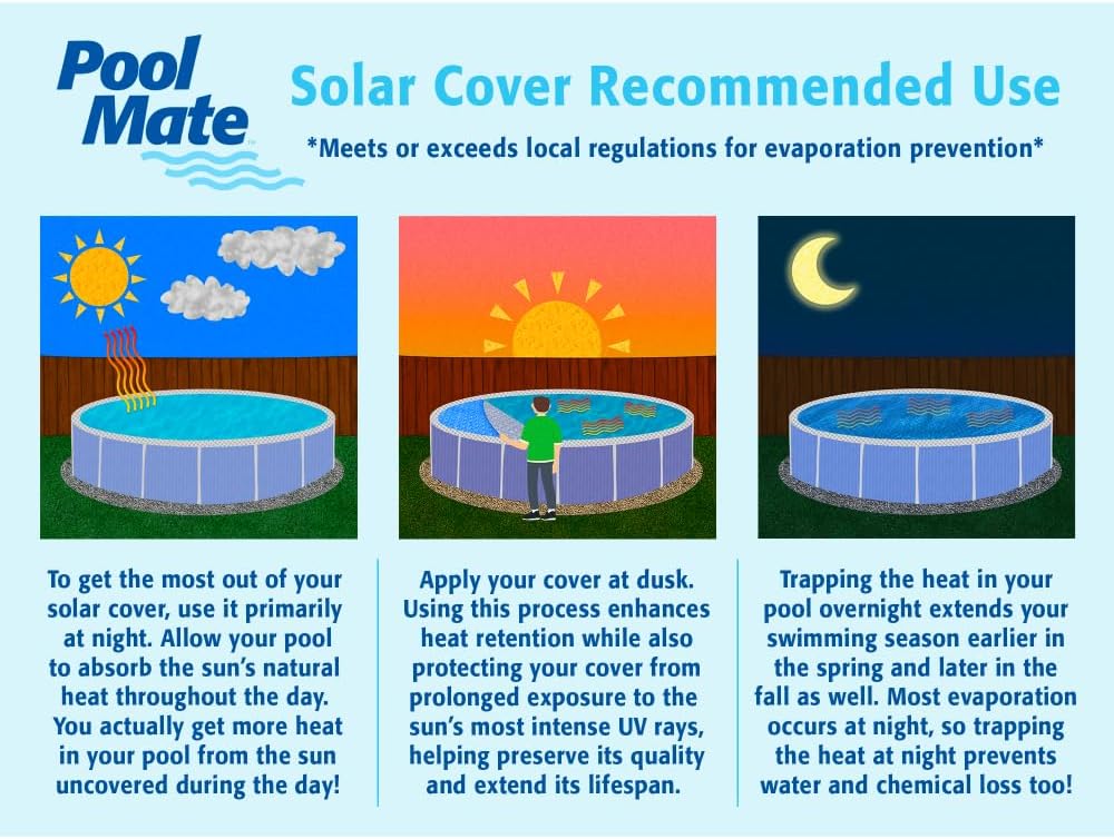 Pool Mate 18 x 36 Ft Blue/Silver Deluxe Solar Pool Covers for Inground Pools, Pool Solar Cover, 8-Mil Thick, 5-Year Warranty, Made in USA