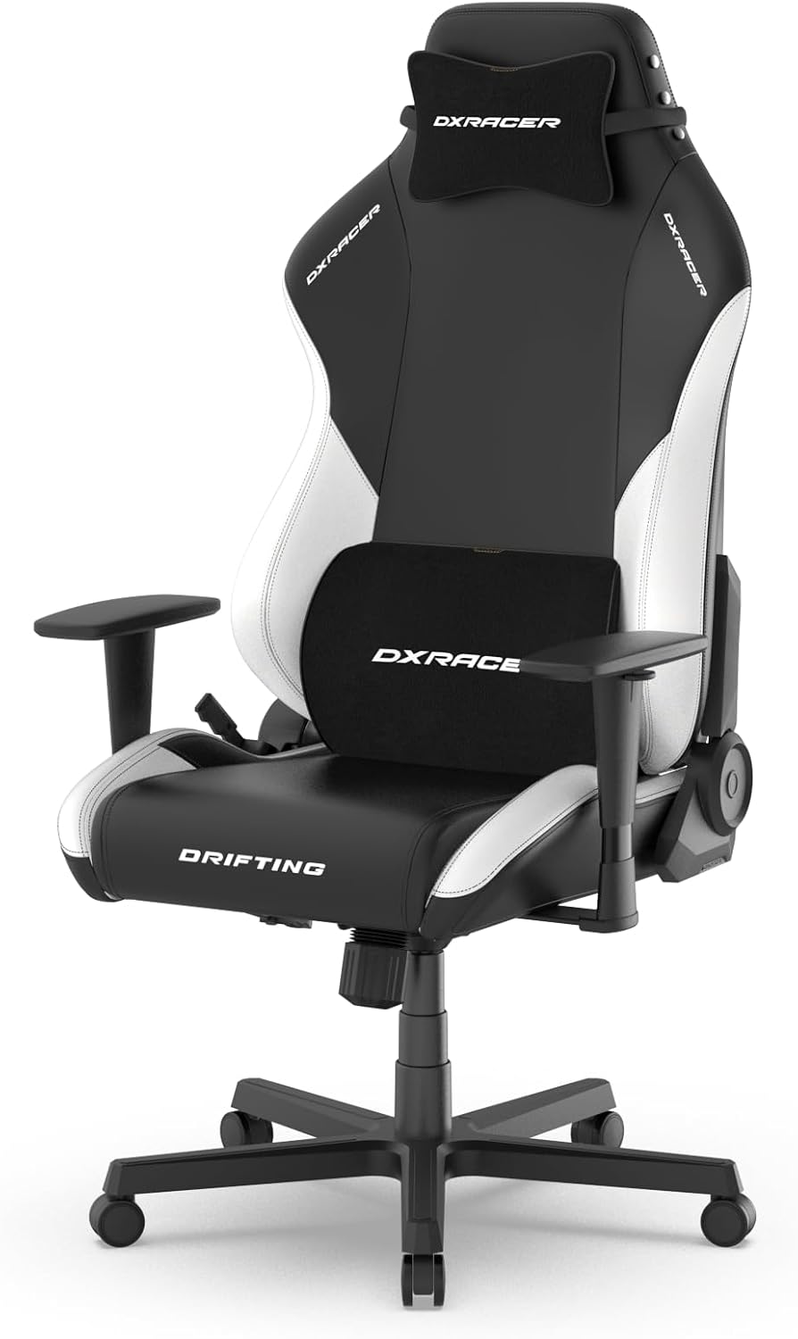 DXRacer Drifting L Ergonomic Video Gaming Chair with Lumbar Support and Headrest, Office Reclining Computer Chair for Adults, Racing Style Height Adjustable (EPU Leatherette, Black White)