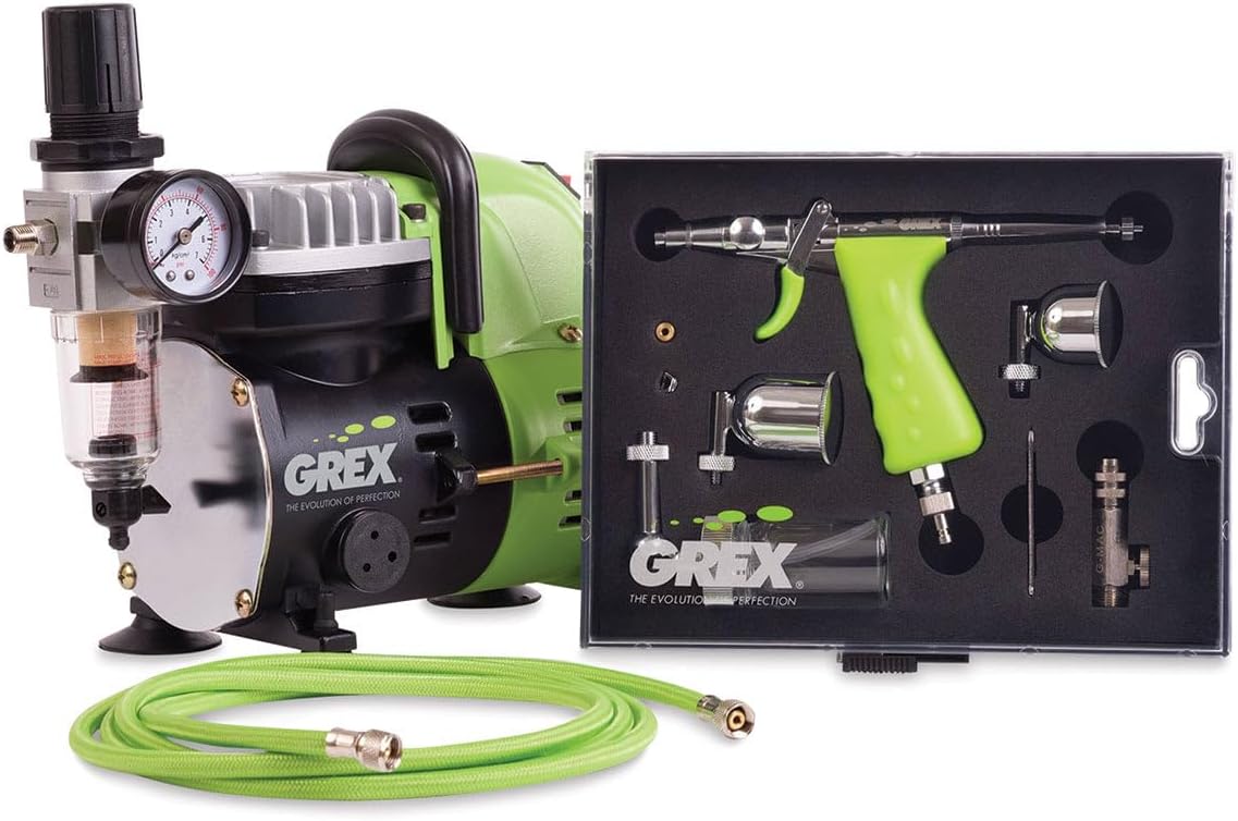 Grex GCK02 Airbrush Combo Kit with Tritium.TS3 Airbrush, AC1810-A Compressor, Accessories and DVD