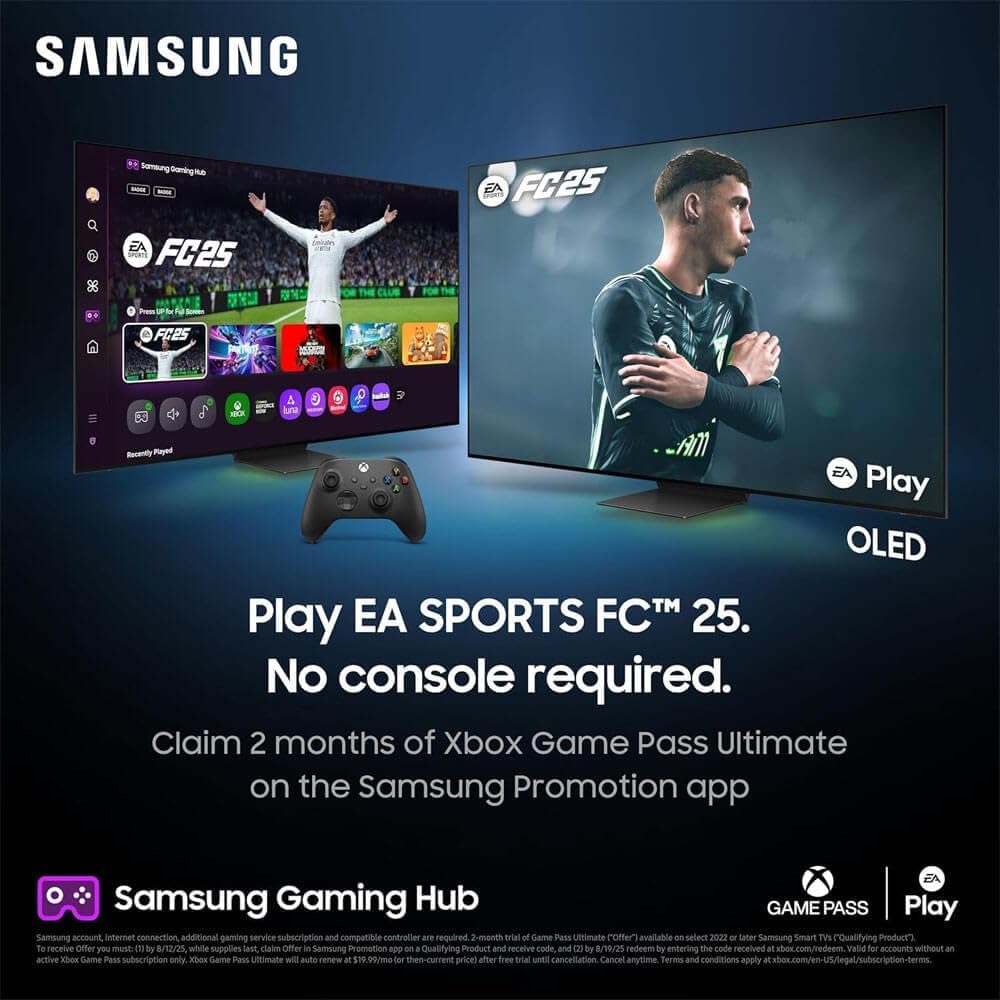 Samsung 32-Inch Q8F QLED 4K Smart TV, Quantum Dot, HDR+, 144Hz VRR, Slim Metal Design, Voice Remote, Includes 1-Year Warranty, AUX HDMI Cable & Streaming Bundle