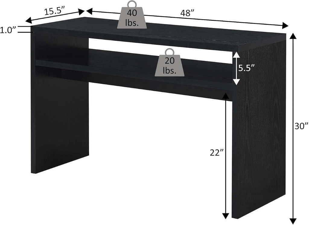Convenience Concepts Northfield Deluxe Console Hall Table 48' - Modern, Minimalist Narrow Sofa Display Accent With Storage Shelf for Contemporary Living Room, Entryway, or Hallway, White
