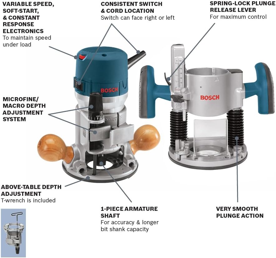 BOSCH 1617EVSPK Wood Router Tool Combo Kit with RA1171 Router Table