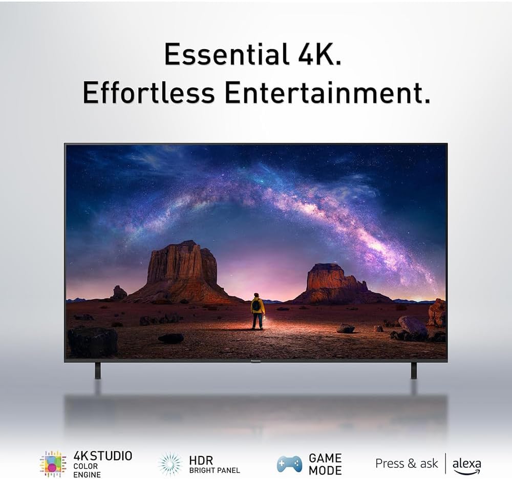 Panasonic TV-55W70BP W70 Series 55 inch LED 4K Ultra HD Smart Fire TV Bundle with WN10 Neck Speaker, 4 YR CPS Enhanced Protection, 2X HDMI Cable & Deco Gear Complete Home Theater Beginner's Guidebook