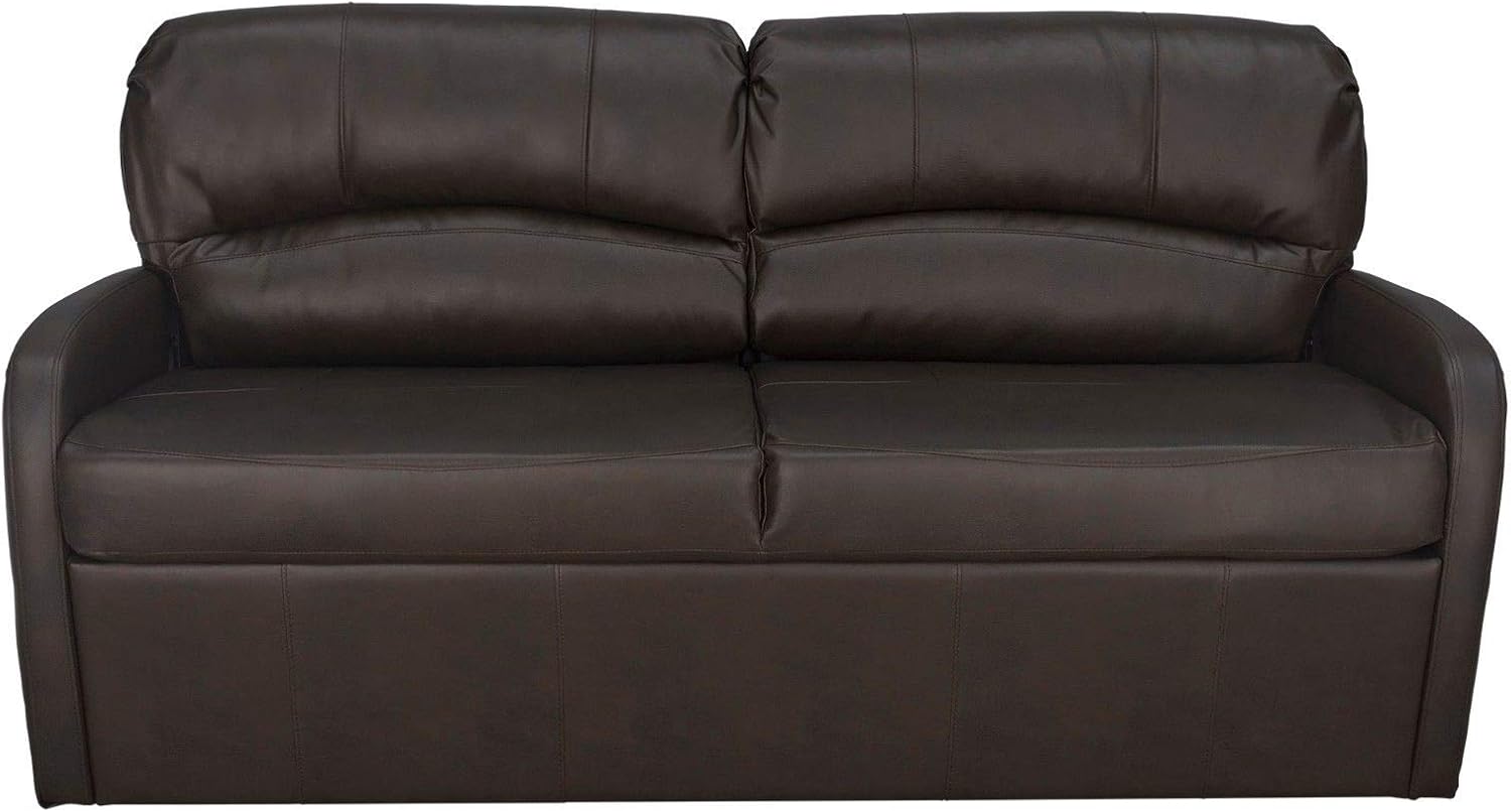 RecPro Charles 65' Jack Knife RV Sleeper Sofa with Arms | RV Furniture | Zero Wall Hugger (Chestnut)