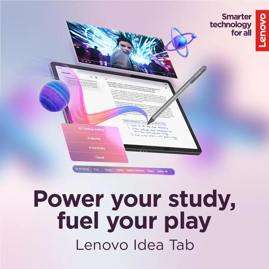 Lenovo Idea Tab 11' Tablet with Pen & Folio Case - Dimensity 6300-8GB RAM - 128 GB Storage - Android 15-2.5K - 90 Hz - Luna Grey (ZAFR0929US)