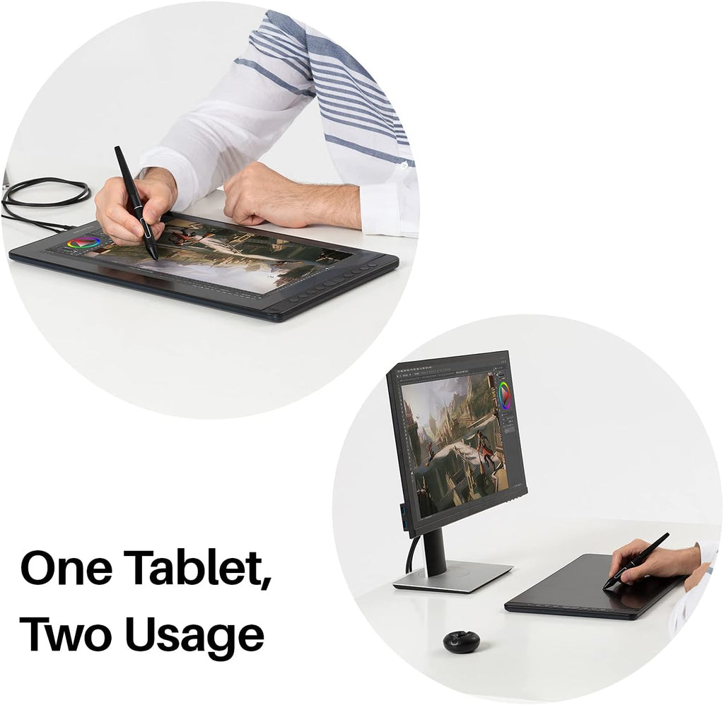 2021 HUION KAMVAS 16 Graphics Drawing Tablet with Full-Laminated Screen Anti-Glare 10 Express Keys Android Support Battery-Free Stylus 8192 Pen Pressure Tilt Adjustable Stand - 15.6 Inch Pen Display