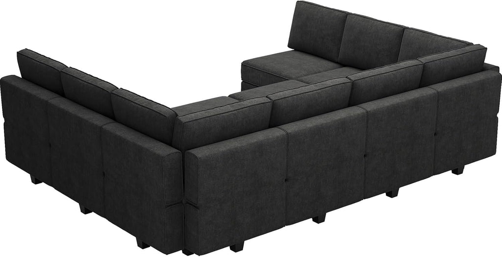 Belffin Oversized U Shaped Sofa Modular Sectional Couch Sleeper Sofa with Storage Convertible Sofa Set Large Sectional Sleeper Black