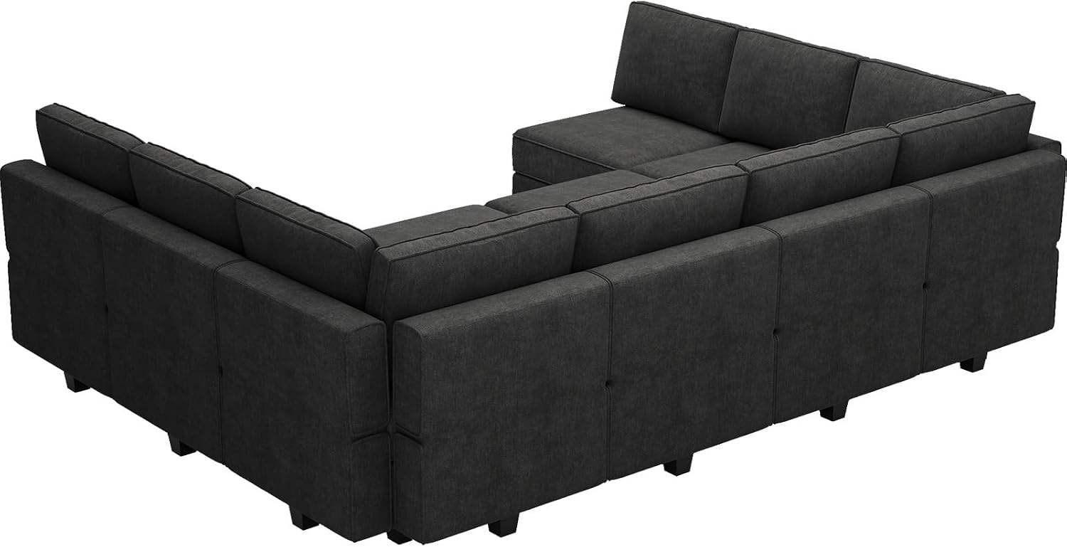 Belffin Oversized U Shaped Sofa Modular Sectional Couch Sleeper Sofa with Storage Convertible Sofa Set Large Sectional Sleeper Black