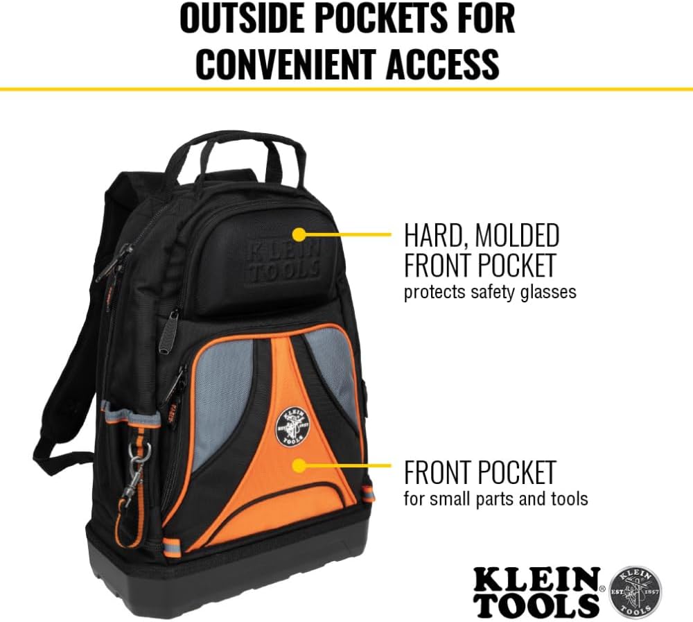 Klein Tools 80120 Backpack and Pliers Kit with Backpack, Long Nose, Diagonal Cut, and Side Cut Pliers, 4-Piece