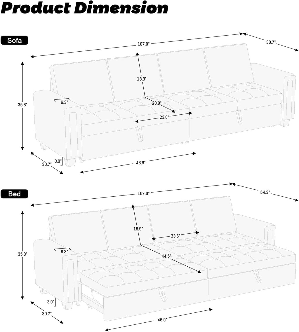 Belffin Modular Sectional Sleeper Sofa with Pull Out Bed Convertible Velvet Sleeper Sofa with Storage Sectional Couches for Living Room Beige