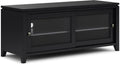 SIMPLIHOME Cosmopolitan TV Stand - 48 inch Wide Solid Wood Media Console in Black, Contemporary Entertainment Center for Living Room for TVs up to 55 Inches with Sliding Doors and Adjustable Shelves