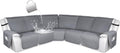 HDCAXKJ 100% Waterproof Reclining Sectional Couch Covers L Shape Recliner Sofa Cover Washable Quilted Soft Pet Dog Corner Recliner Slipcovers with Pockets (XL 5 Seat Recliner Couch, Silver Gray)