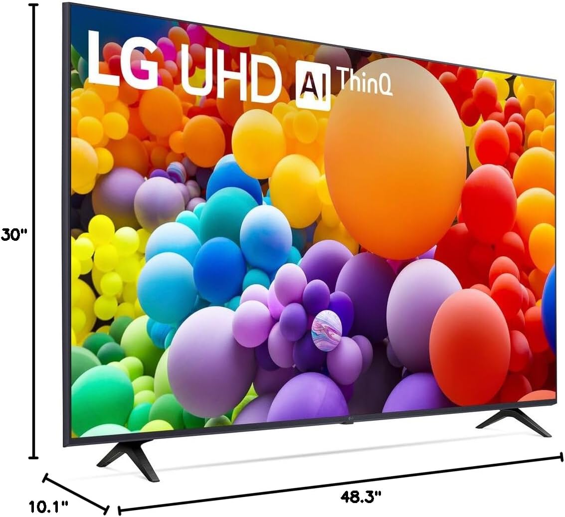 LG 55UT7570PUB 55-Inch UT75 Series LED Smart TV 4K (2024) Bundle with Deco Mount 37'-100' TV Wall Mount + Tech Smart USA Premiere Movies Streaming +6-Outlet Surge Adapter & More